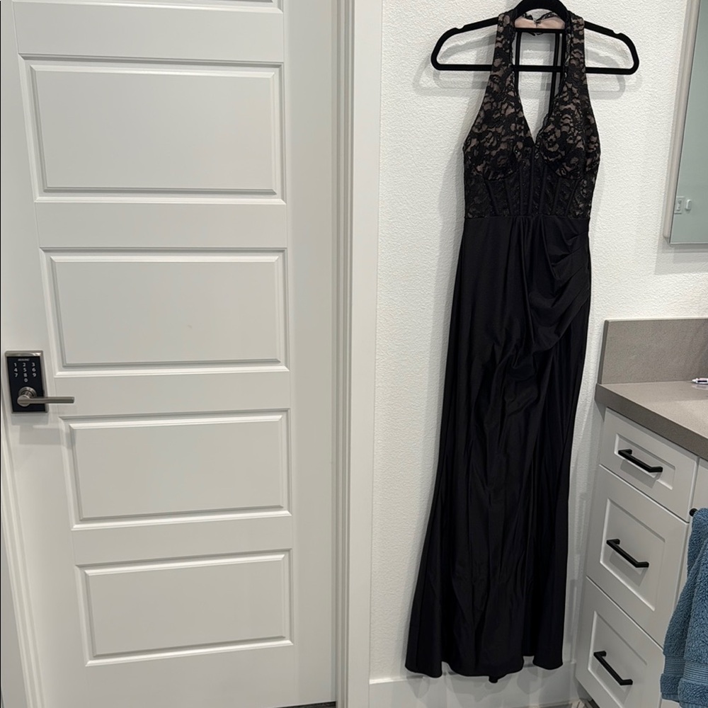 Elegant Black Halter Dress